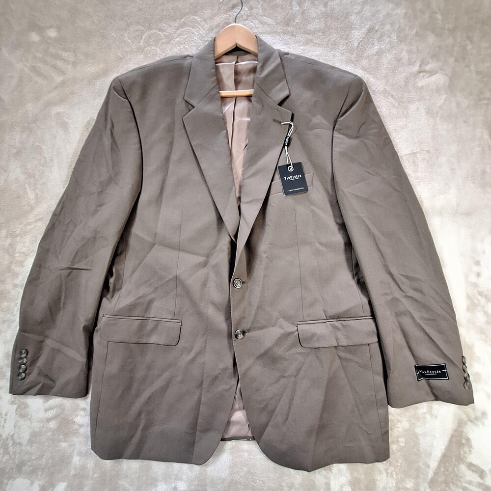 Van Heusen Blazer Mens 46 Long Taupe 100% Wool Suit Separates Single Vent NWT